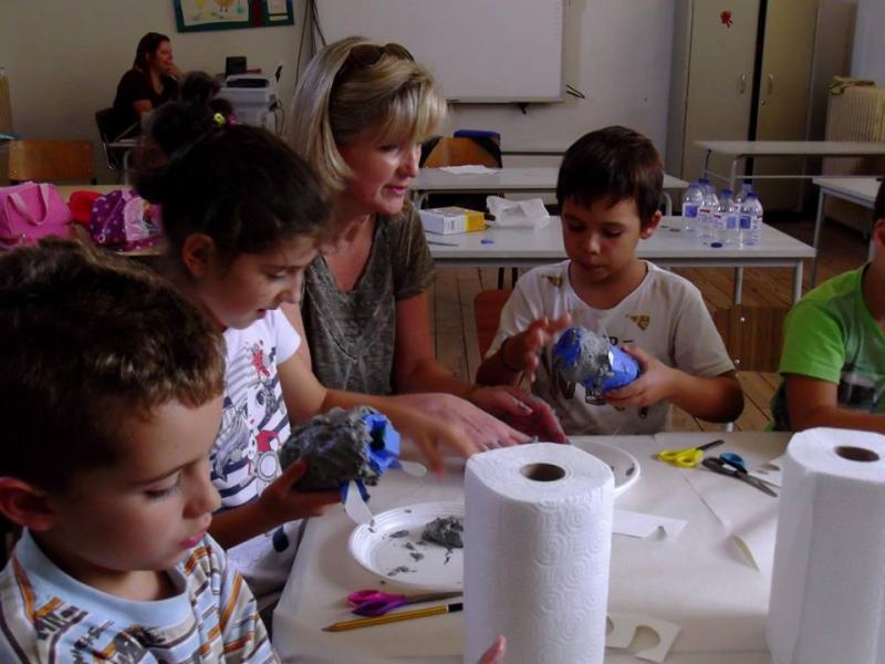 Making paper mache pigs
